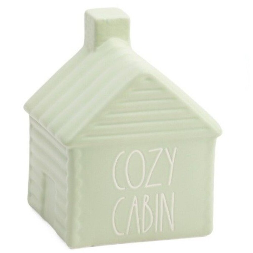 Rae Dunn Glazed Ceramic "Cozy Cabin" House Figure Green